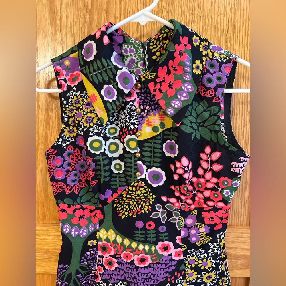 Vintage Psychedelic 60s 70s Floral Micro Mini Dress Groovy Trippy Baby Doll - Picture 2 of 14